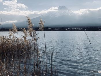 Scenic view of lake against sky