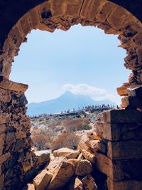 View of rocky mountain against sky