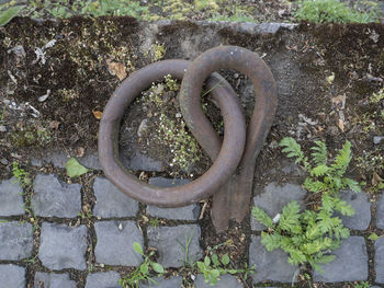 Close-up high angle view of rusty metal