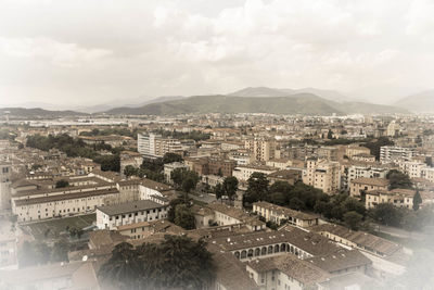 High angle view of buildings in city