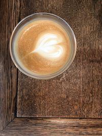 Directly above shot of cappuccino on table