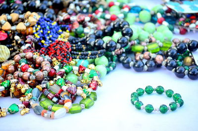 Various bracelets for sale at market stall