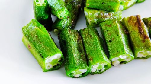 Close-up of chopped vegetables in plate