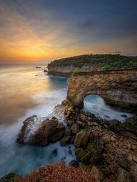 Scenic view of sea against sky during sunset