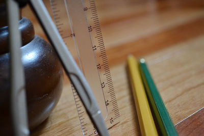 Close-up of pencil on table