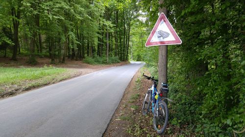 Road sign on road