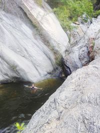 Scenic view of waterfall