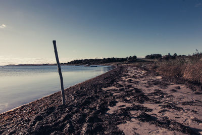 Scenic view of lake against clear sky