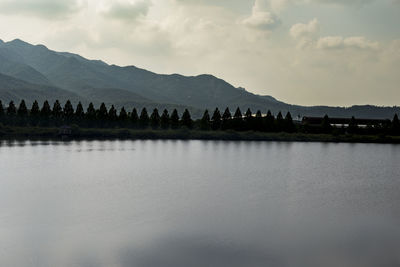 Scenic view of lake against sky