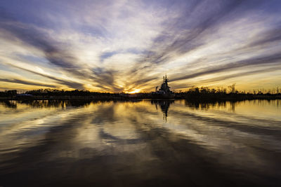 Scenic view of lake during sunset