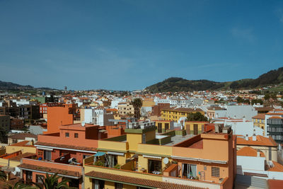 High angle view of townscape against sky