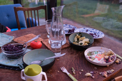 High angle view of food on table