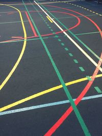 High angle view of marking on sports track 