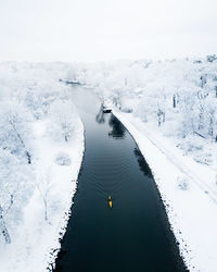 High angle view of snow covered mountain