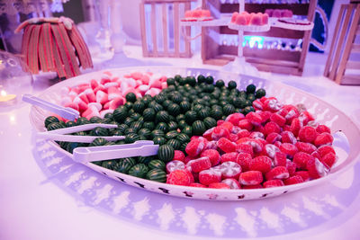 Close-up of fruits in plate