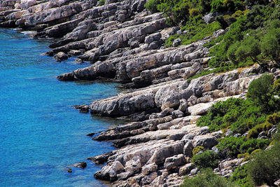 Scenic view of rocky beach