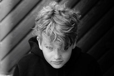 Close-up portrait of boy at home