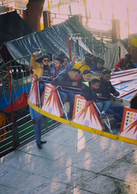 People at amusement park