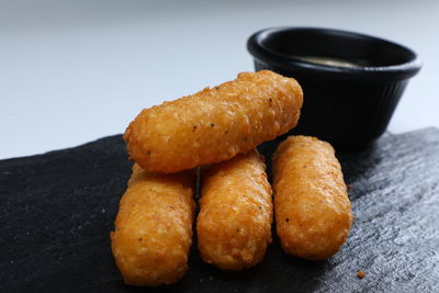 High angle view of bread on table