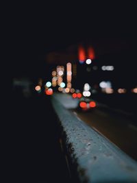 Close-up of illuminated street at night