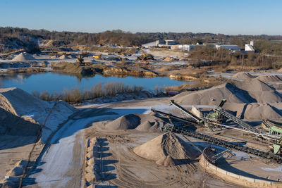 Quarry pond in a large gravel quarrying area