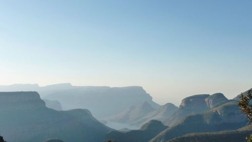 Scenic view of mountains against clear sky