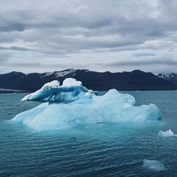 Scenic view of frozen sea against sky