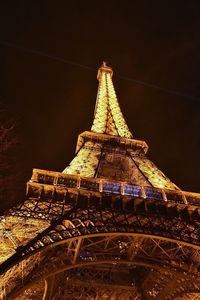 Low angle view of historical building at night