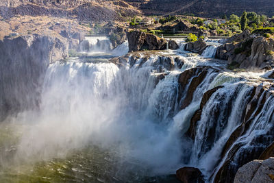 Scenic view of waterfall