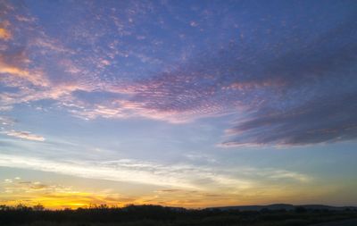 Scenic view of landscape against sky at sunset