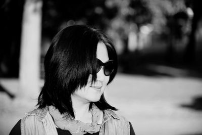 Close-up of woman wearing sunglasses