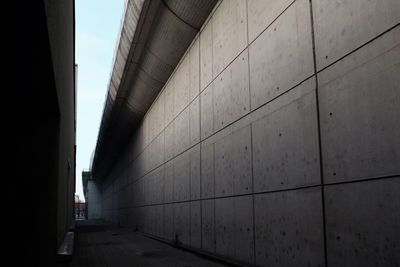 Empty footpath amidst buildings in city