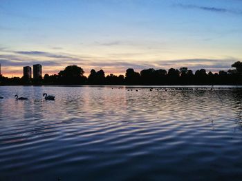 Scenic view of sea at sunset