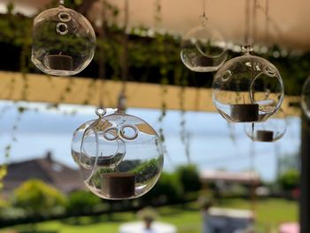 Close-up of bubbles in glass