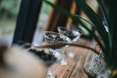 Close-up of drink on glass table