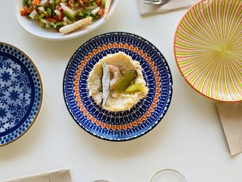 High angle view of food on table