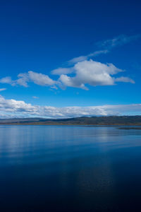 Scenic view of sea against blue sky