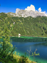 Scenic view of lake against sky