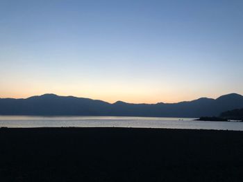 Scenic view of sea against clear sky during sunset