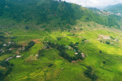 High angle view of agricultural landscape