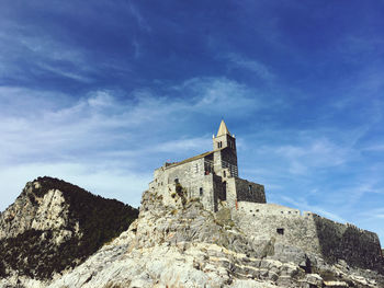 Low angle view of fort against sky