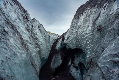 Low angle view of rock formations