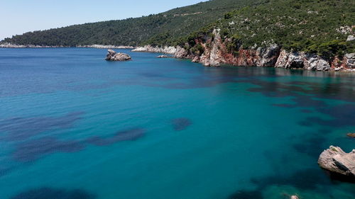 Scenic view of sea and rocks