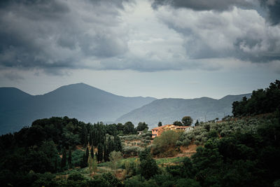 Scenic view of mountains against sky