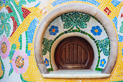 Close-up of stained glass on wall