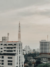 High angle view of buildings against sky