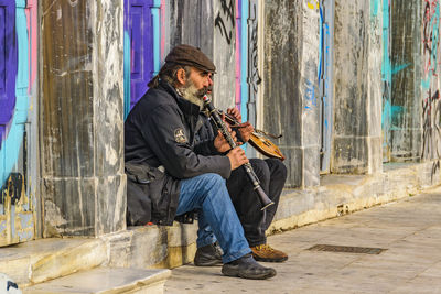 Full length of man playing outdoors