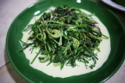 High angle view of meal served in plate