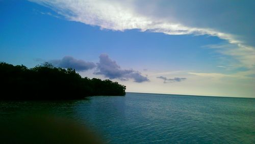 Scenic view of sea against cloudy sky