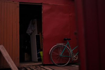 Bicycle against door